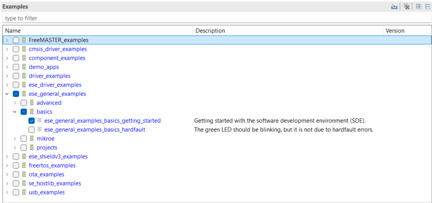 Select an example project
